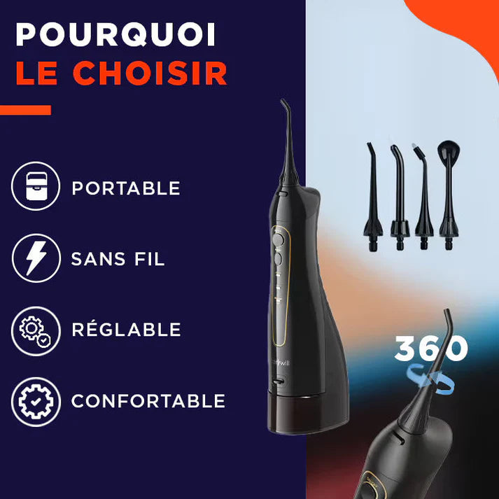 AquaFlosser™ || Appareil de nettoyage des dents à jet d'eau 4-en-1