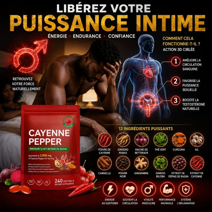 Complément alimentaire en gélules de poivre de Cayenne