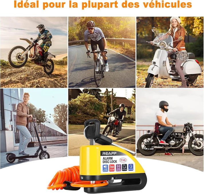 Antivol de Disque Alarme Étanche pour Moto et Vélo - Sécurité Max