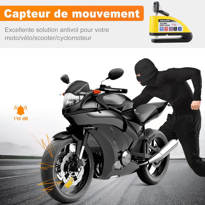 Antivol de Disque Alarme Étanche pour Moto et Vélo - Sécurité Max