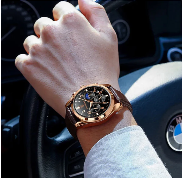 Montre suisse en cuir imperméable CMR