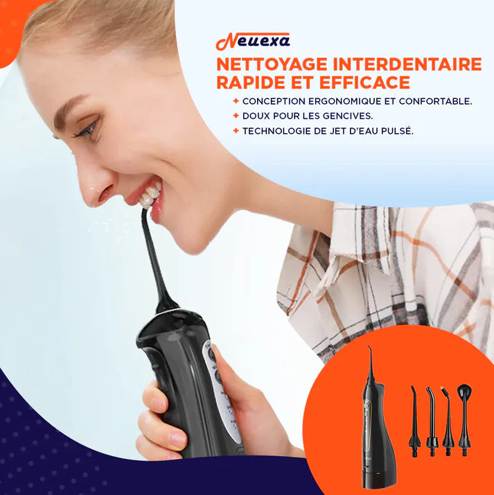 AquaFlosser™ || Appareil de nettoyage des dents à jet d'eau 4-en-1