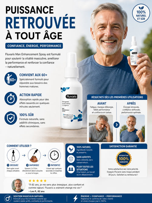 Fluvaris™ Spray Marin au Complexe d'Algues Rouges | Obtenez une érection en 43 secondes chrono!